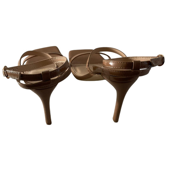Rouge Helium Shoes Womens Size 9 Brown Strappy Patent Square Toe Heels Sandals - Picture 2 of 7